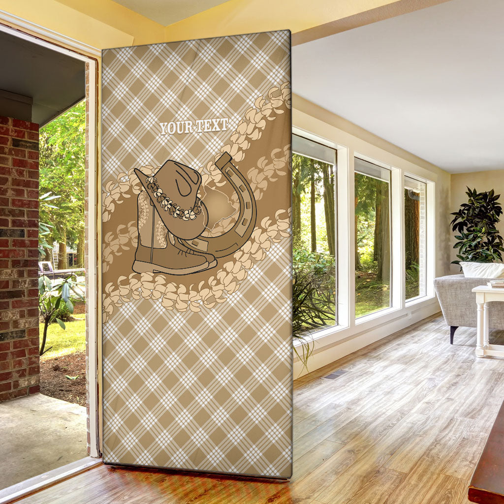 Makue Hawaii Cowboy Palaka Motifs Personalised Door Cover Paniolo Festival Puakenikeni Lei LT14 - Polynesian Pride