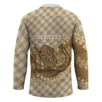 Makue Hawaii Cowboy Palaka Motifs Personalised Hockey Jersey Paniolo Festival Puakenikeni Lei LT14 - Polynesian Pride