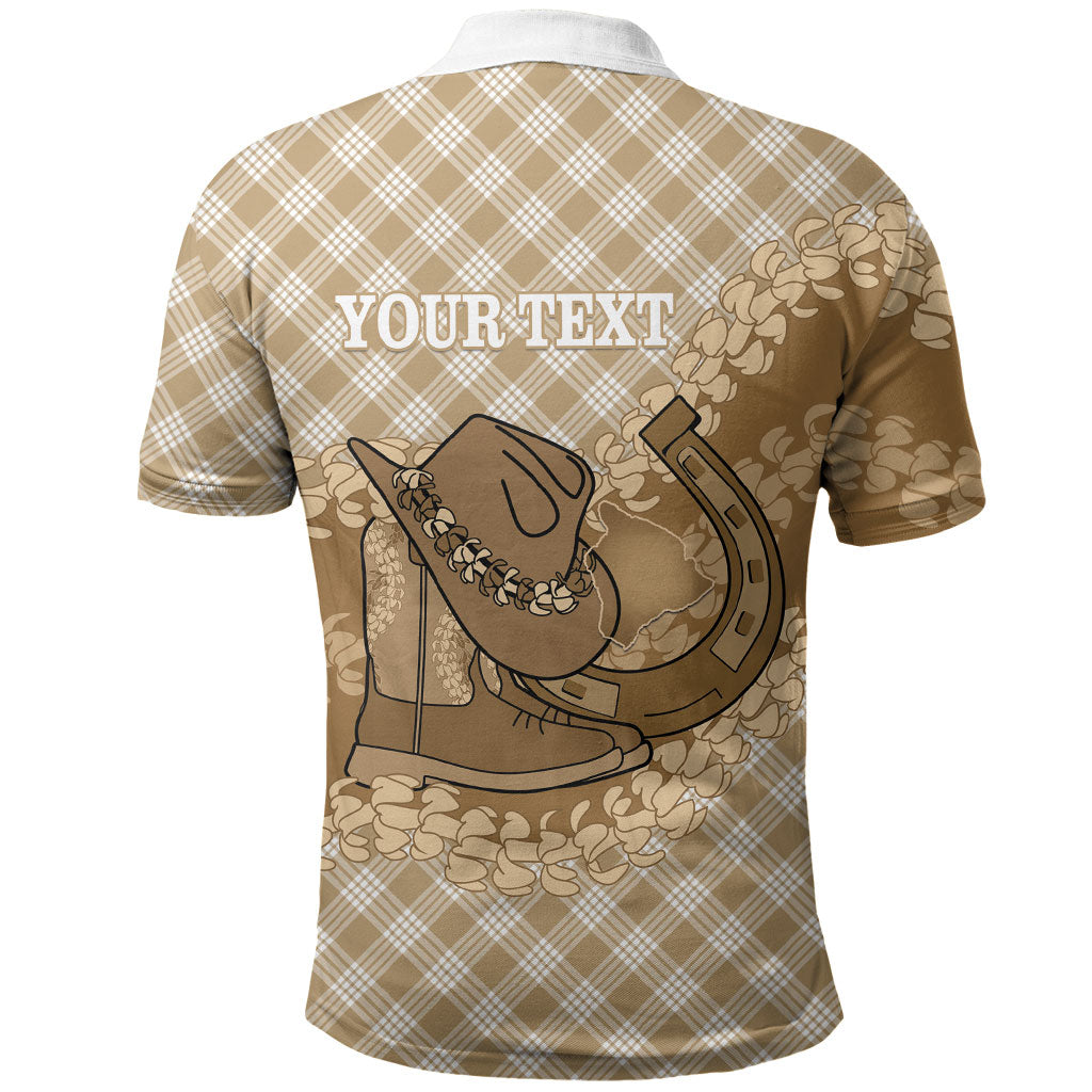Makue Hawaii Cowboy Palaka Motifs Personalised Polo Shirt Paniolo Festival Puakenikeni Lei LT14 - Polynesian Pride