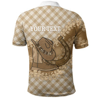 Makue Hawaii Cowboy Palaka Motifs Personalised Polo Shirt Paniolo Festival Puakenikeni Lei LT14 - Polynesian Pride