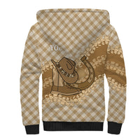 Makue Hawaii Cowboy Palaka Motifs Personalised Sherpa Hoodie Paniolo Festival Puakenikeni Lei LT14 - Polynesian Pride