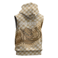 Makue Hawaii Cowboy Palaka Motifs Personalised Sleeveless Hoodie Paniolo Festival Puakenikeni Lei LT14 - Polynesian Pride