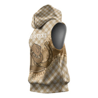 Makue Hawaii Cowboy Palaka Motifs Personalised Sleeveless Hoodie Paniolo Festival Puakenikeni Lei LT14 - Polynesian Pride