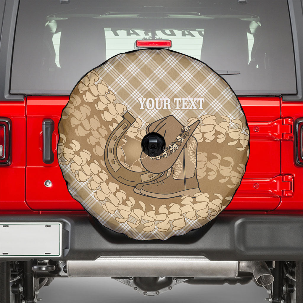Makue Hawaii Cowboy Palaka Motifs Personalised Spare Tire Cover Paniolo Festival Puakenikeni Lei LT14 - Polynesian Pride