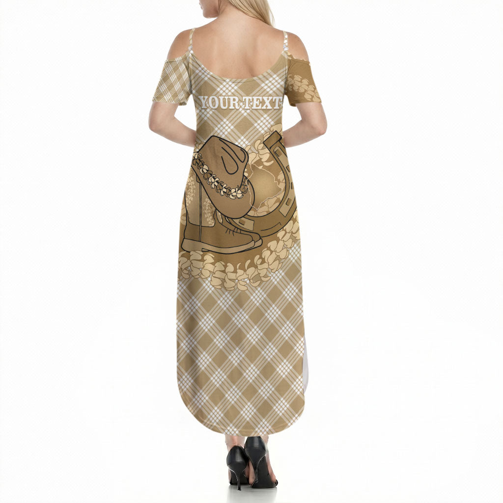Makue Hawaii Cowboy Palaka Motifs Personalised Summer Maxi Dress Paniolo Festival Puakenikeni Lei LT14 - Polynesian Pride