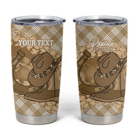 Makue Hawaii Cowboy Palaka Motifs Personalised Tumbler Cup Paniolo Festival Puakenikeni Lei LT14 Brown - Polynesian Pride