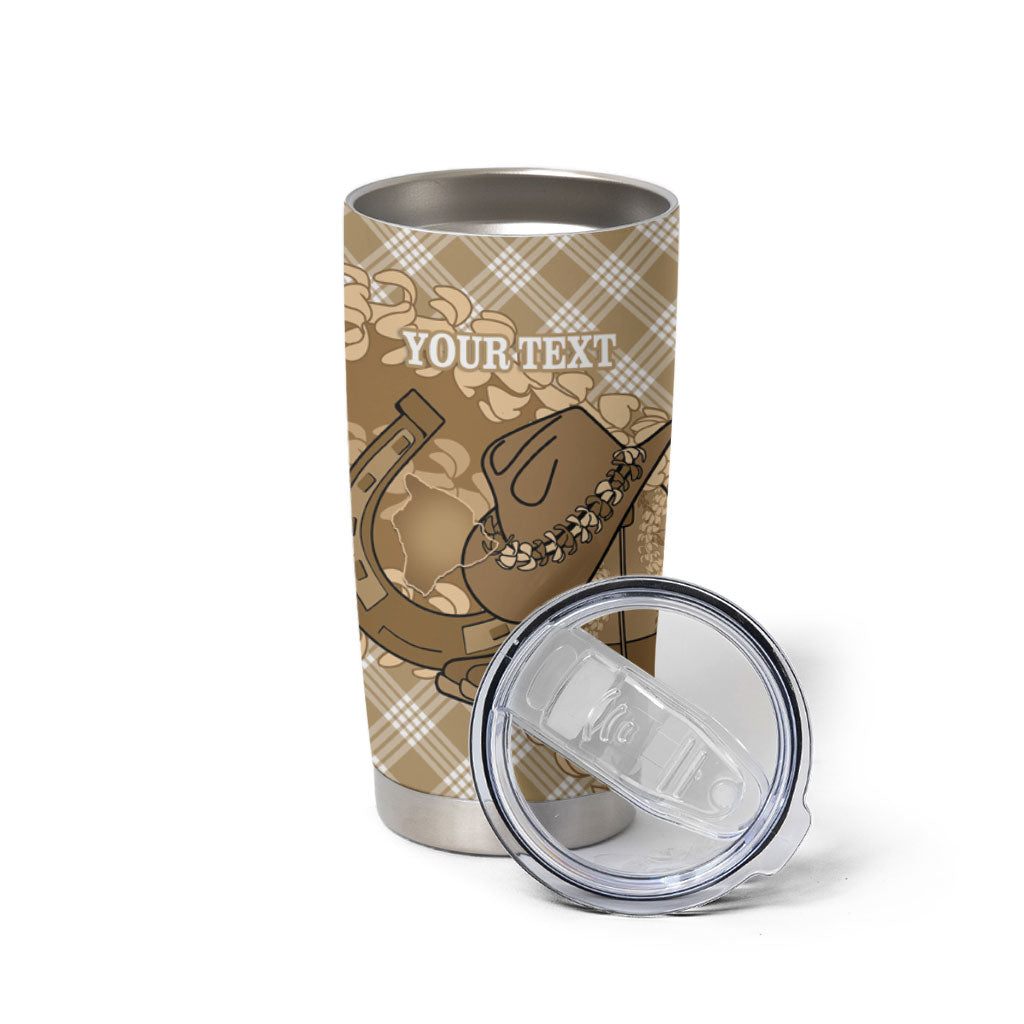 Makue Hawaii Cowboy Palaka Motifs Personalised Tumbler Cup Paniolo Festival Puakenikeni Lei LT14 - Polynesian Pride