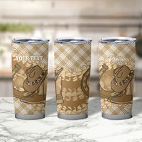 Makue Hawaii Cowboy Palaka Motifs Personalised Tumbler Cup Paniolo Festival Puakenikeni Lei LT14 - Polynesian Pride