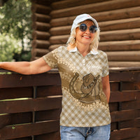 Makue Hawaii Cowboy Palaka Motifs Personalised Women Polo Shirt Paniolo Festival Puakenikeni Lei LT14 - Polynesian Pride
