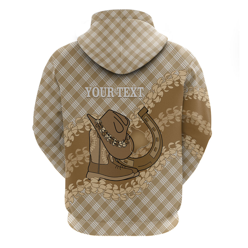 Makue Hawaii Cowboy Palaka Motifs Personalised Zip Hoodie Paniolo Festival Puakenikeni Lei LT14 - Polynesian Pride