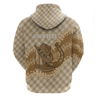Makue Hawaii Cowboy Palaka Motifs Personalised Zip Hoodie Paniolo Festival Puakenikeni Lei LT14 - Polynesian Pride