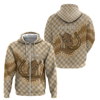 Makue Hawaii Cowboy Palaka Motifs Personalised Zip Hoodie Paniolo Festival Puakenikeni Lei LT14 - Polynesian Pride