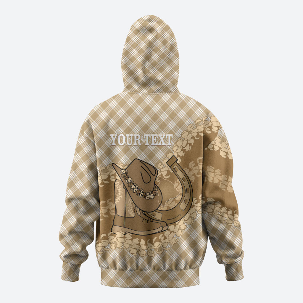 Makue Hawaii Cowboy Palaka Motifs Personalised Zip Hoodie Paniolo Festival Puakenikeni Lei LT14 - Polynesian Pride