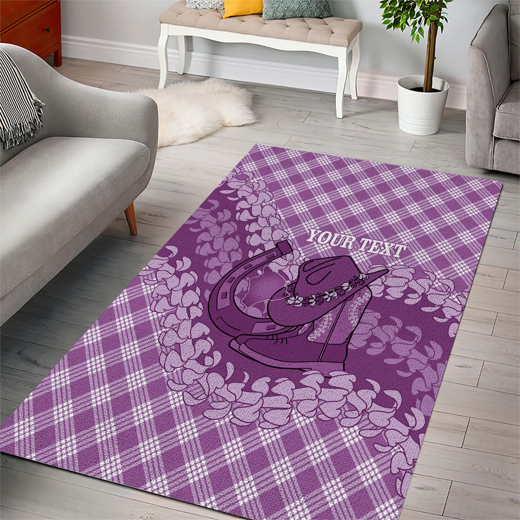 Poni Hawaii Cowboy Palaka Motifs Personalised Area Rug Paniolo Festival Puakenikeni Lei