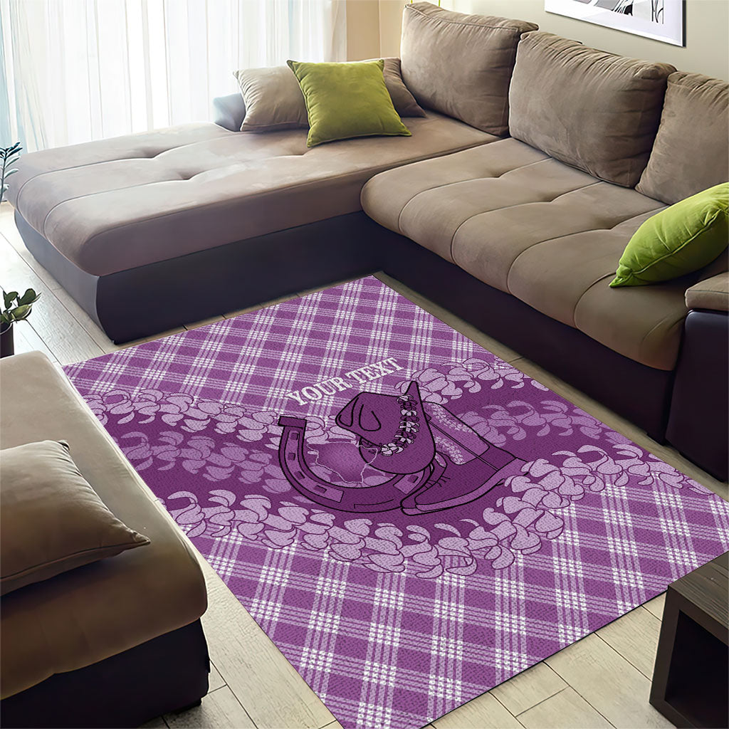 Poni Hawaii Cowboy Palaka Motifs Personalised Area Rug Paniolo Festival Puakenikeni Lei