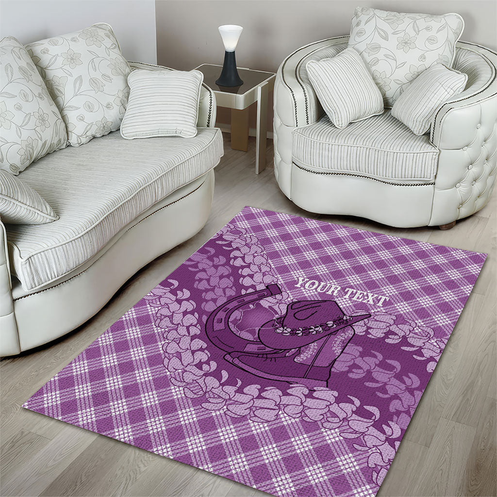 Poni Hawaii Cowboy Palaka Motifs Personalised Area Rug Paniolo Festival Puakenikeni Lei