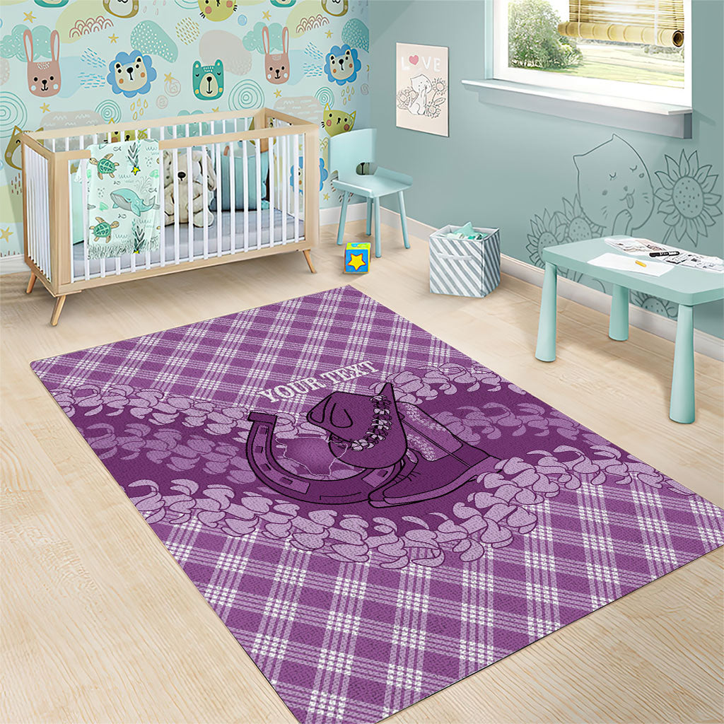 Poni Hawaii Cowboy Palaka Motifs Personalised Area Rug Paniolo Festival Puakenikeni Lei