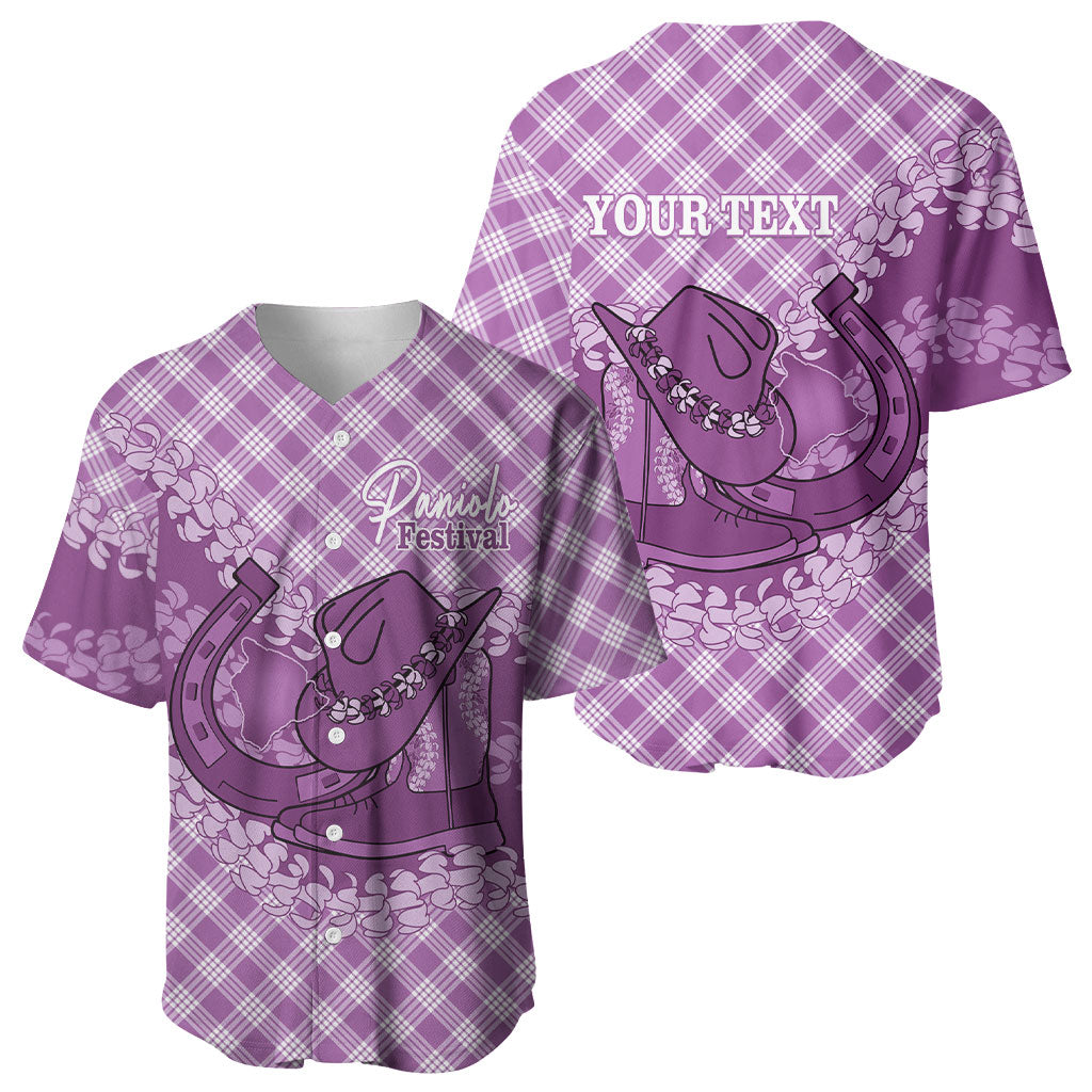 Poni Hawaii Cowboy Palaka Motifs Personalised Baseball Jersey Paniolo Festival Puakenikeni Lei
