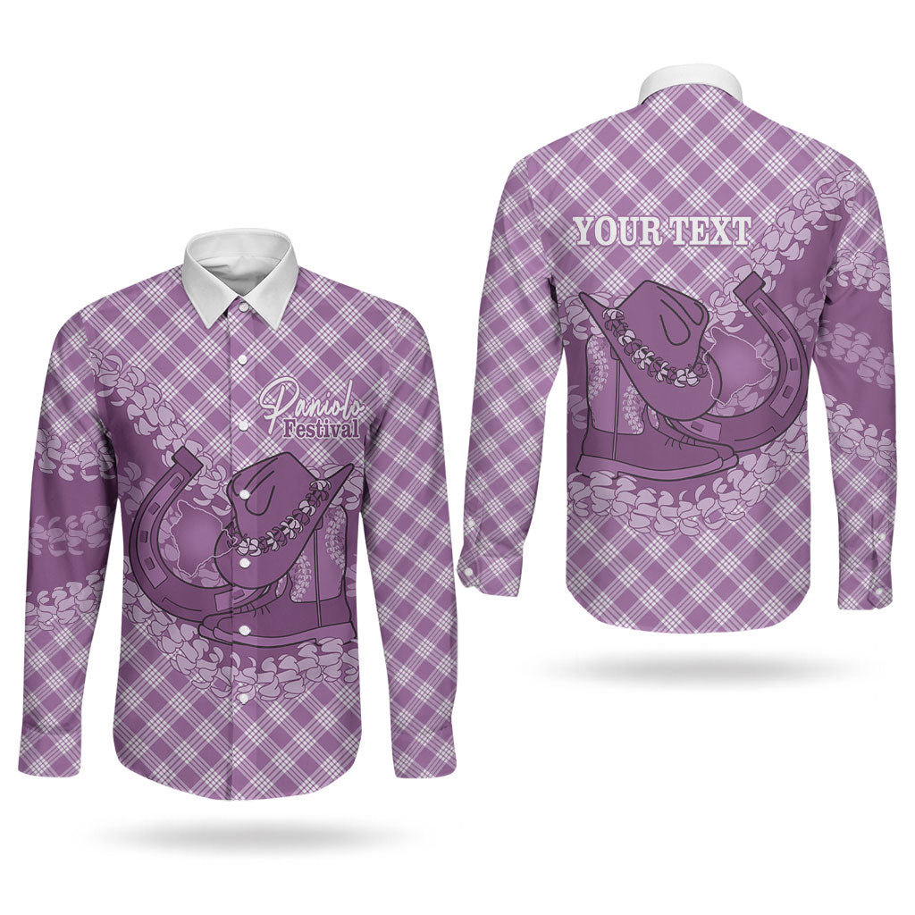 Poni Hawaii Cowboy Palaka Motifs Personalised Couples Matching Off Shoulder Short Dress and Long Sleeve Button Shirt Paniolo Festival Puakenikeni Lei LT14 - Polynesian Pride