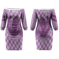 Poni Hawaii Cowboy Palaka Motifs Personalised Couples Matching Off The Shoulder Long Sleeve Dress and Long Sleeve Button Shirt Paniolo Festival Puakenikeni Lei LT14 - Polynesian Pride