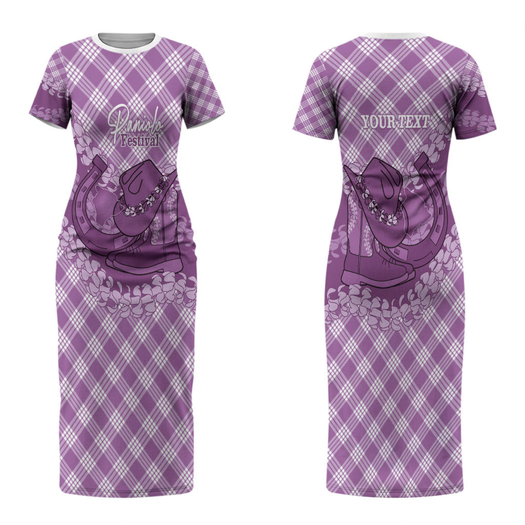 Poni Hawaii Cowboy Palaka Motifs Personalised Couples Matching Short Sleeve Bodycon Dress and Long Sleeve Button Shirt Paniolo Festival Puakenikeni Lei LT14 - Polynesian Pride