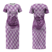 Poni Hawaii Cowboy Palaka Motifs Personalised Couples Matching Short Sleeve Bodycon Dress and Long Sleeve Button Shirt Paniolo Festival Puakenikeni Lei LT14 - Polynesian Pride