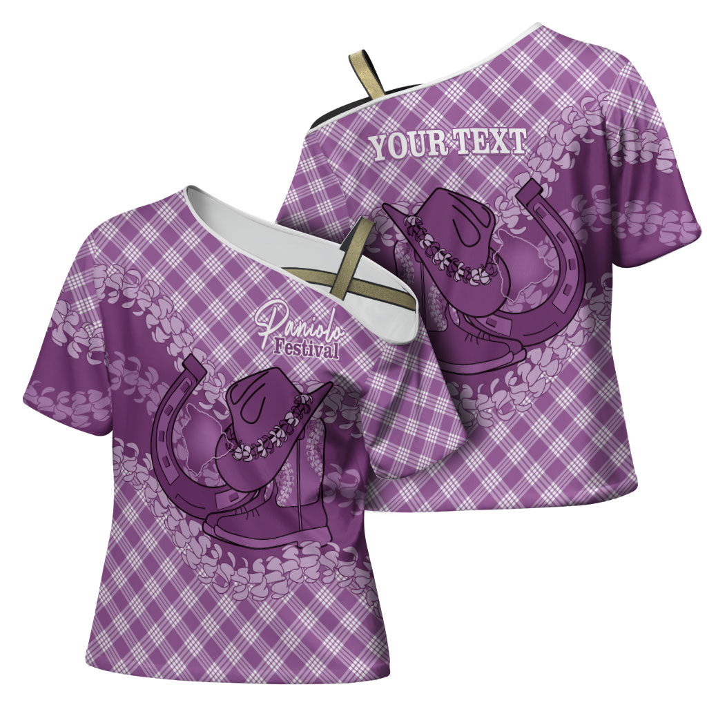 Poni Hawaii Cowboy Palaka Motifs Personalised Cross Shoulder Shirt Paniolo Festival Puakenikeni Lei LT14 - Polynesian Pride