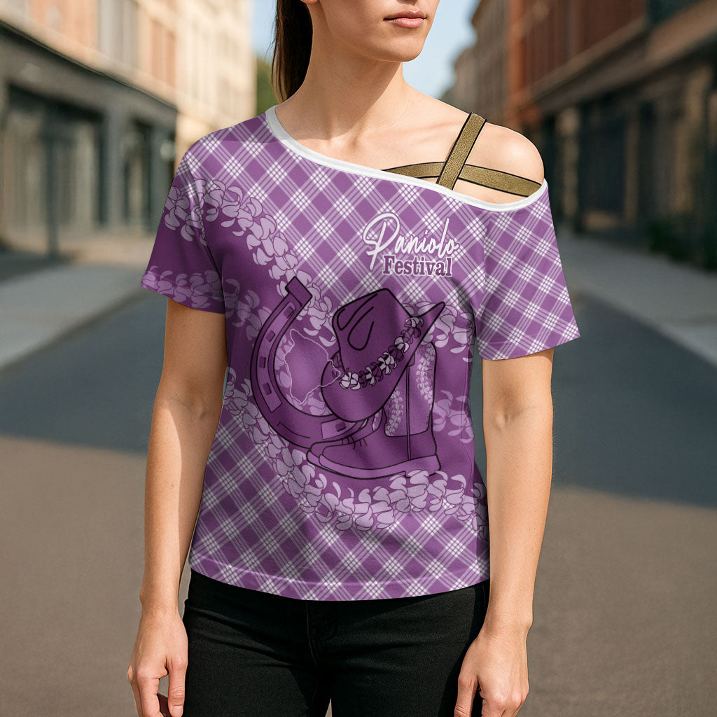 Poni Hawaii Cowboy Palaka Motifs Personalised Cross Shoulder Shirt Paniolo Festival Puakenikeni Lei LT14 - Polynesian Pride