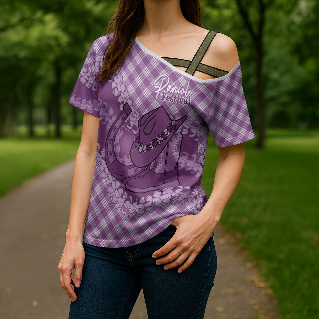 Poni Hawaii Cowboy Palaka Motifs Personalised Cross Shoulder Shirt Paniolo Festival Puakenikeni Lei LT14 - Polynesian Pride