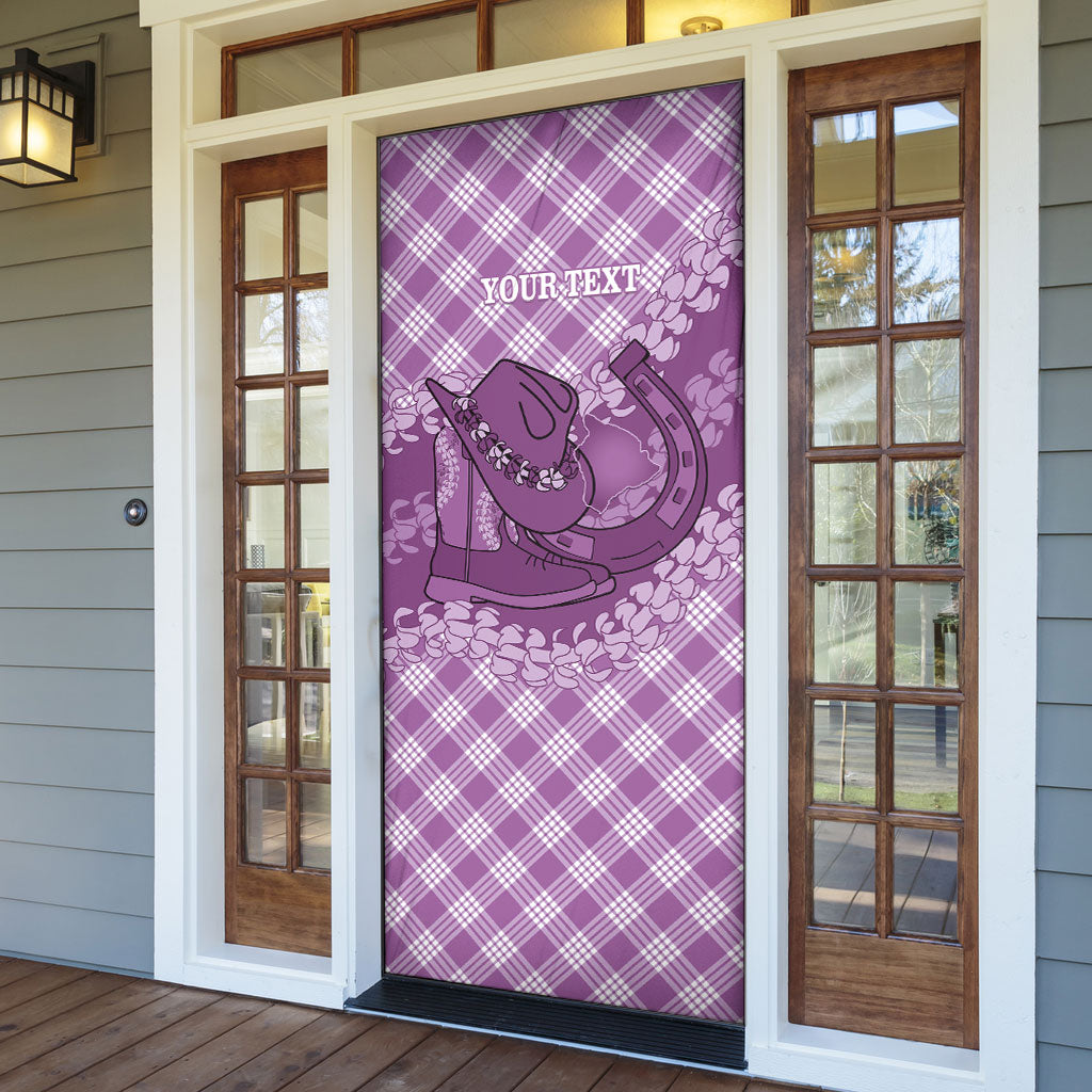 Poni Hawaii Cowboy Palaka Motifs Personalised Door Cover Paniolo Festival Puakenikeni Lei LT14 - Polynesian Pride