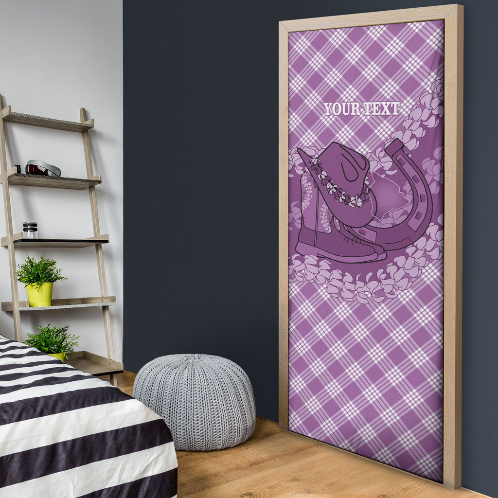 Poni Hawaii Cowboy Palaka Motifs Personalised Door Cover Paniolo Festival Puakenikeni Lei LT14 - Polynesian Pride