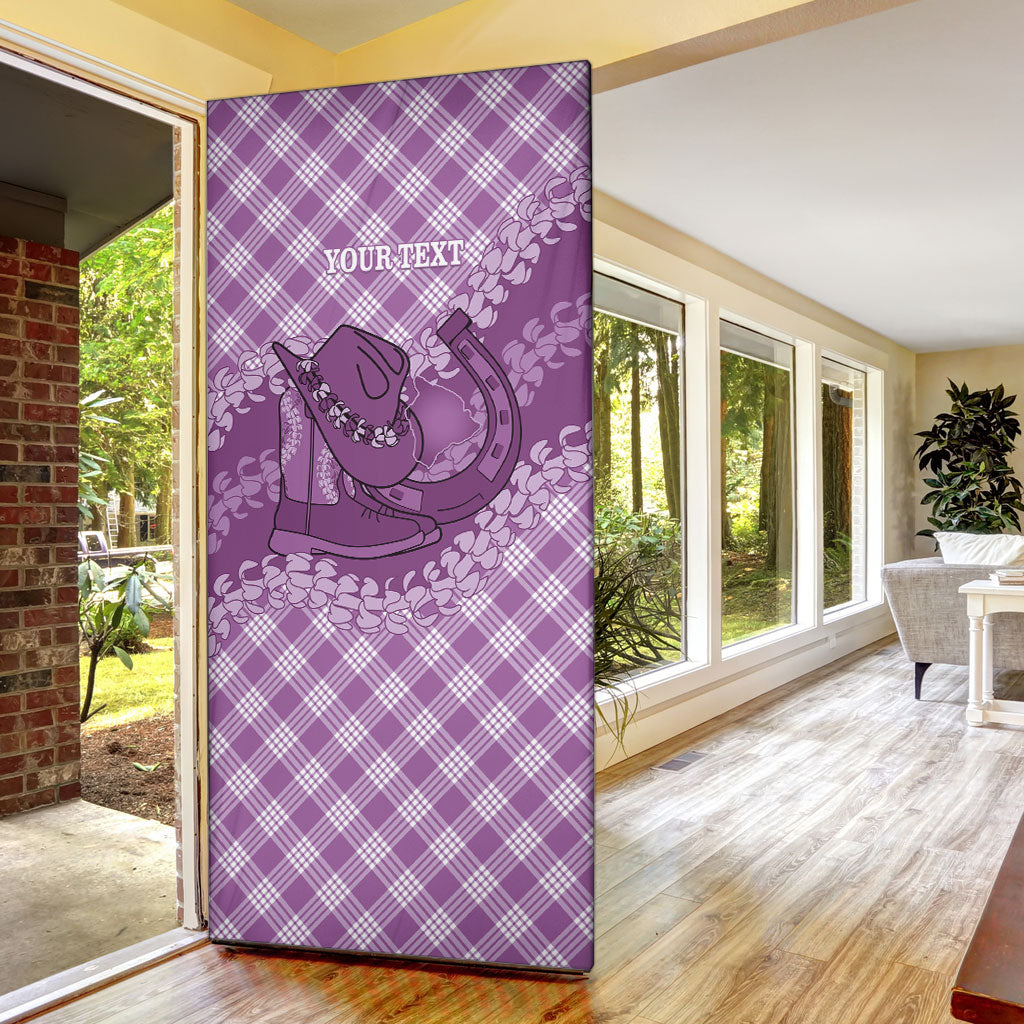 Poni Hawaii Cowboy Palaka Motifs Personalised Door Cover Paniolo Festival Puakenikeni Lei LT14 - Polynesian Pride