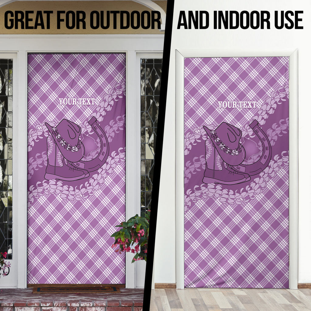 Poni Hawaii Cowboy Palaka Motifs Personalised Door Cover Paniolo Festival Puakenikeni Lei LT14 - Polynesian Pride