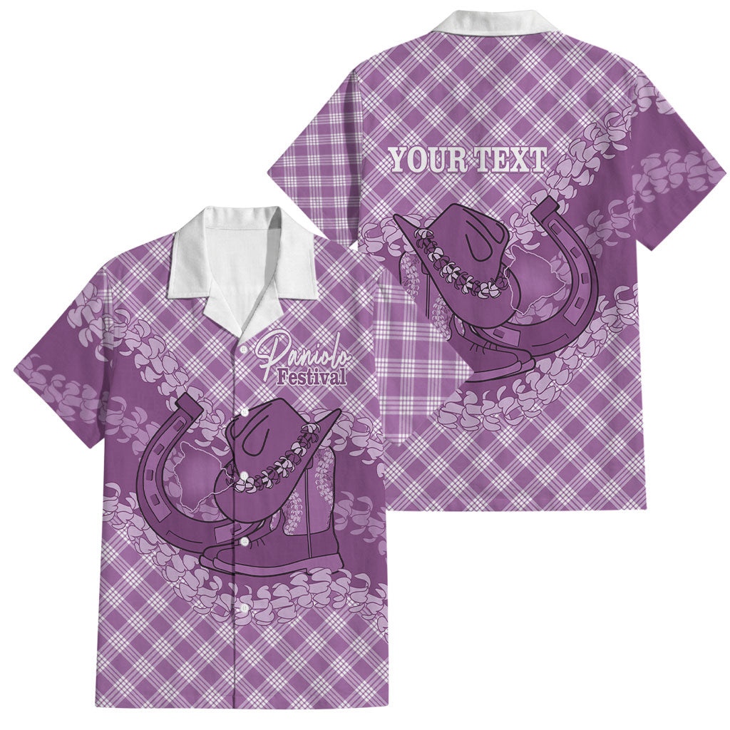 Poni Hawaii Cowboy Palaka Motifs Personalised Family Matching Mermaid Dress and Hawaiian Shirt Paniolo Festival Puakenikeni Lei LT14 Dad's Shirt - Short Sleeve Purple - Polynesian Pride