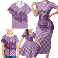 Poni Hawaii Cowboy Palaka Motifs Personalised Family Matching Short Sleeve Bodycon Dress and Hawaiian Shirt Paniolo Festival Puakenikeni Lei LT14 - Polynesian Pride