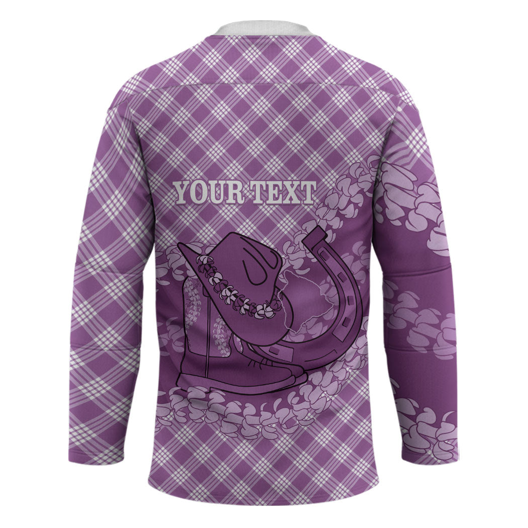 Poni Hawaii Cowboy Palaka Motifs Personalised Hockey Jersey Paniolo Festival Puakenikeni Lei LT14 - Polynesian Pride