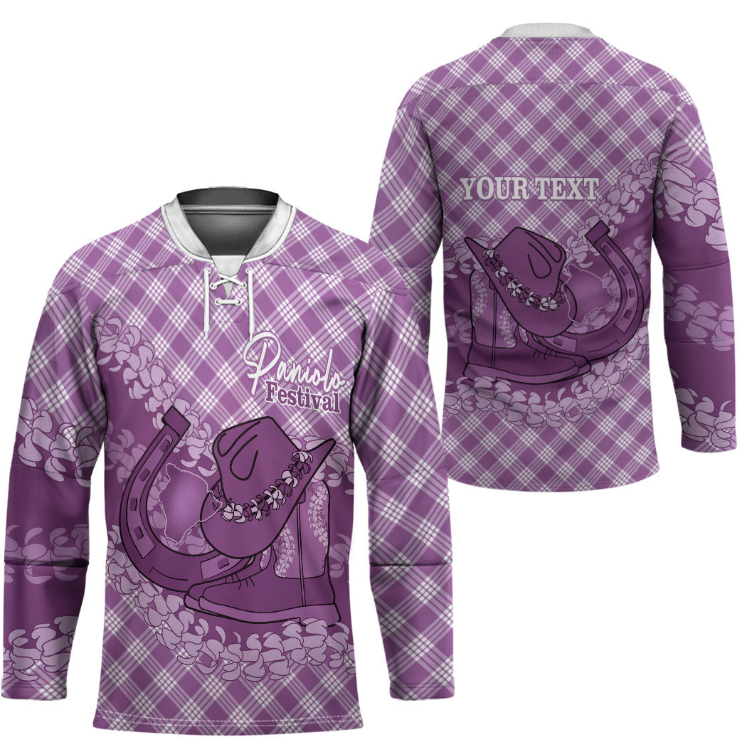 Poni Hawaii Cowboy Palaka Motifs Personalised Hockey Jersey Paniolo Festival Puakenikeni Lei LT14 - Polynesian Pride