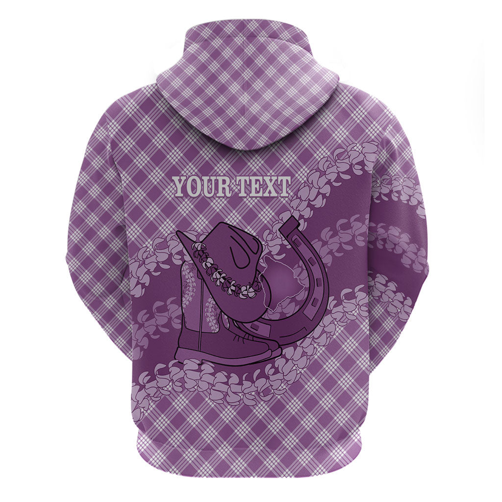 Poni Hawaii Cowboy Palaka Motifs Personalised Hoodie Paniolo Festival Puakenikeni Lei LT14 - Polynesian Pride