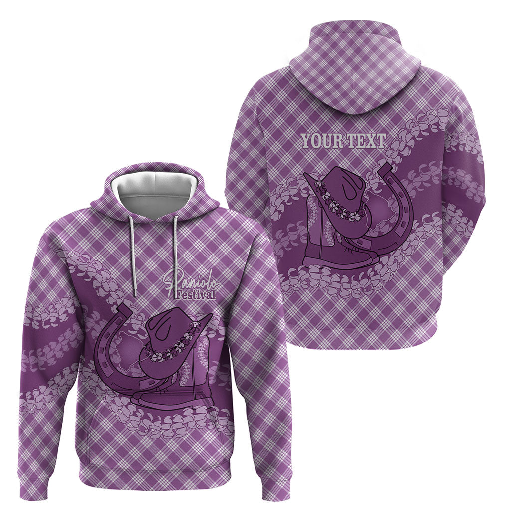 Poni Hawaii Cowboy Palaka Motifs Personalised Hoodie Paniolo Festival Puakenikeni Lei LT14 - Polynesian Pride