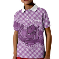 Poni Hawaii Cowboy Palaka Motifs Personalised Kid Polo Shirt Paniolo Festival Puakenikeni Lei LT14 Kid Purple - Polynesian Pride
