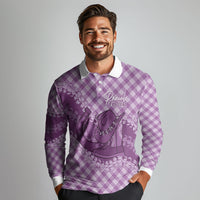 Poni Hawaii Cowboy Palaka Motifs Personalised Long Sleeve Polo Shirt Paniolo Festival Puakenikeni Lei LT14 - Polynesian Pride