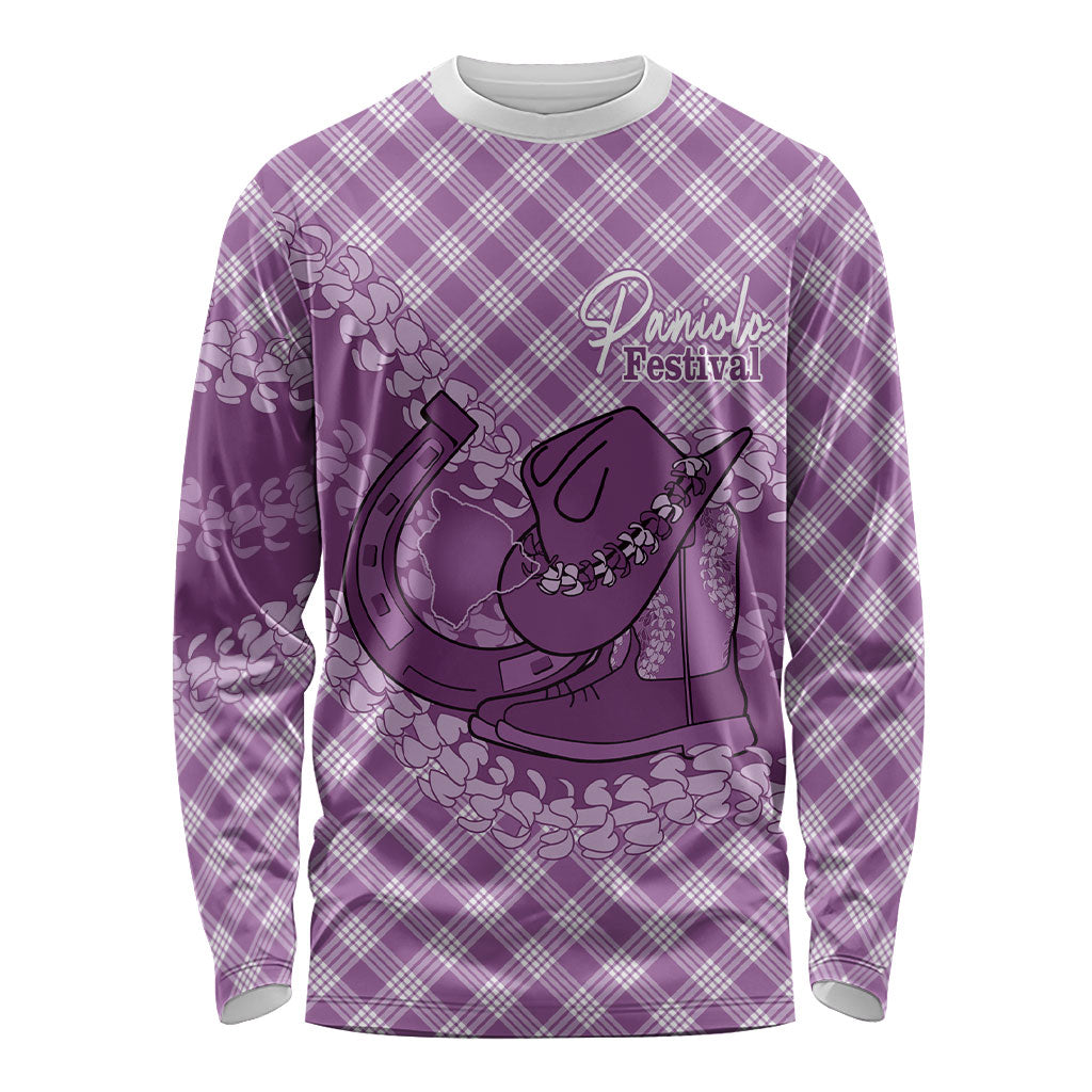 Poni Hawaii Cowboy Palaka Motifs Personalised Long Sleeve Shirt Paniolo Festival Puakenikeni Lei