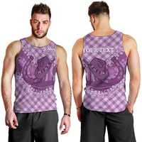 Poni Hawaii Cowboy Palaka Motifs Personalised Men Tank Top Paniolo Festival Puakenikeni Lei LT14 - Polynesian Pride
