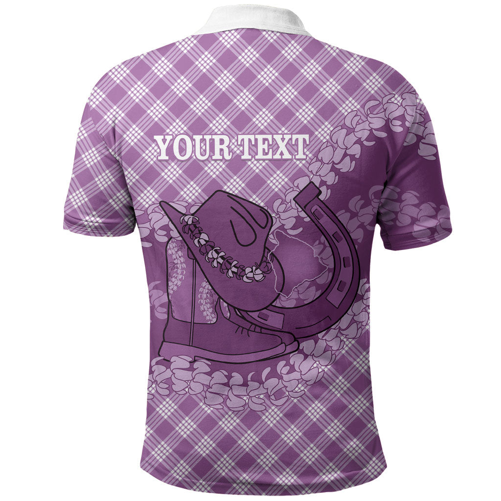 Poni Hawaii Cowboy Palaka Motifs Personalised Polo Shirt Paniolo Festival Puakenikeni Lei LT14 - Polynesian Pride