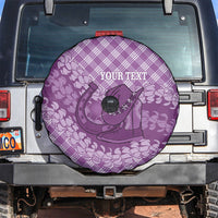 Poni Hawaii Cowboy Palaka Motifs Personalised Spare Tire Cover Paniolo Festival Puakenikeni Lei LT14 Purple - Polynesian Pride