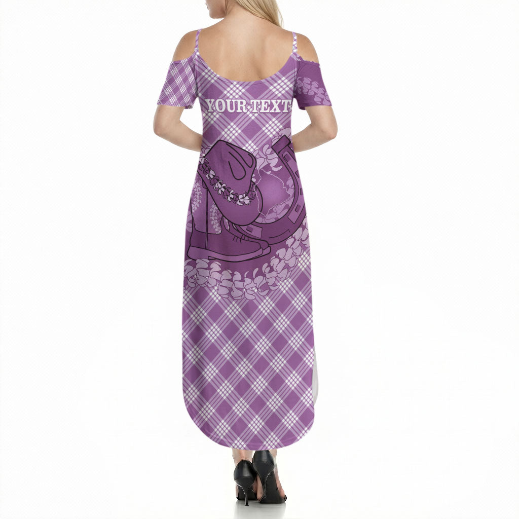 Poni Hawaii Cowboy Palaka Motifs Personalised Summer Maxi Dress Paniolo Festival Puakenikeni Lei LT14 - Polynesian Pride