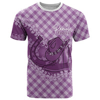Poni Hawaii Cowboy Palaka Motifs Personalised T Shirt Paniolo Festival Puakenikeni Lei LT14 Purple - Polynesian Pride