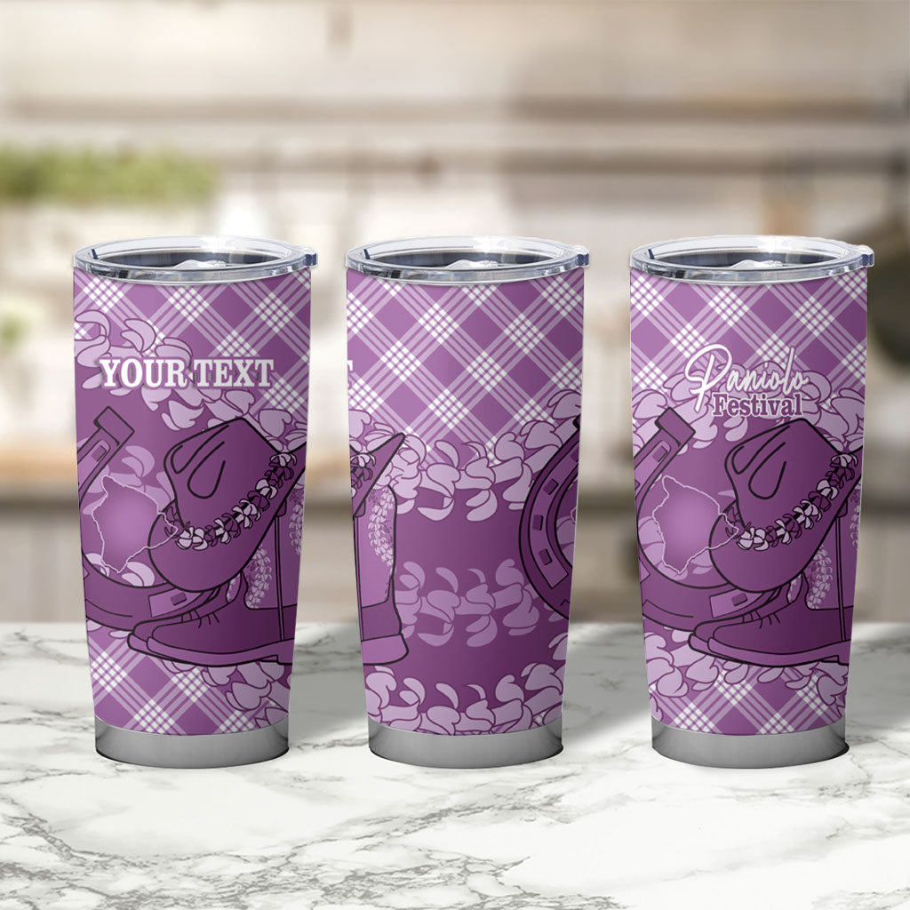 Poni Hawaii Cowboy Palaka Motifs Personalised Tumbler Cup Paniolo Festival Puakenikeni Lei LT14 - Polynesian Pride