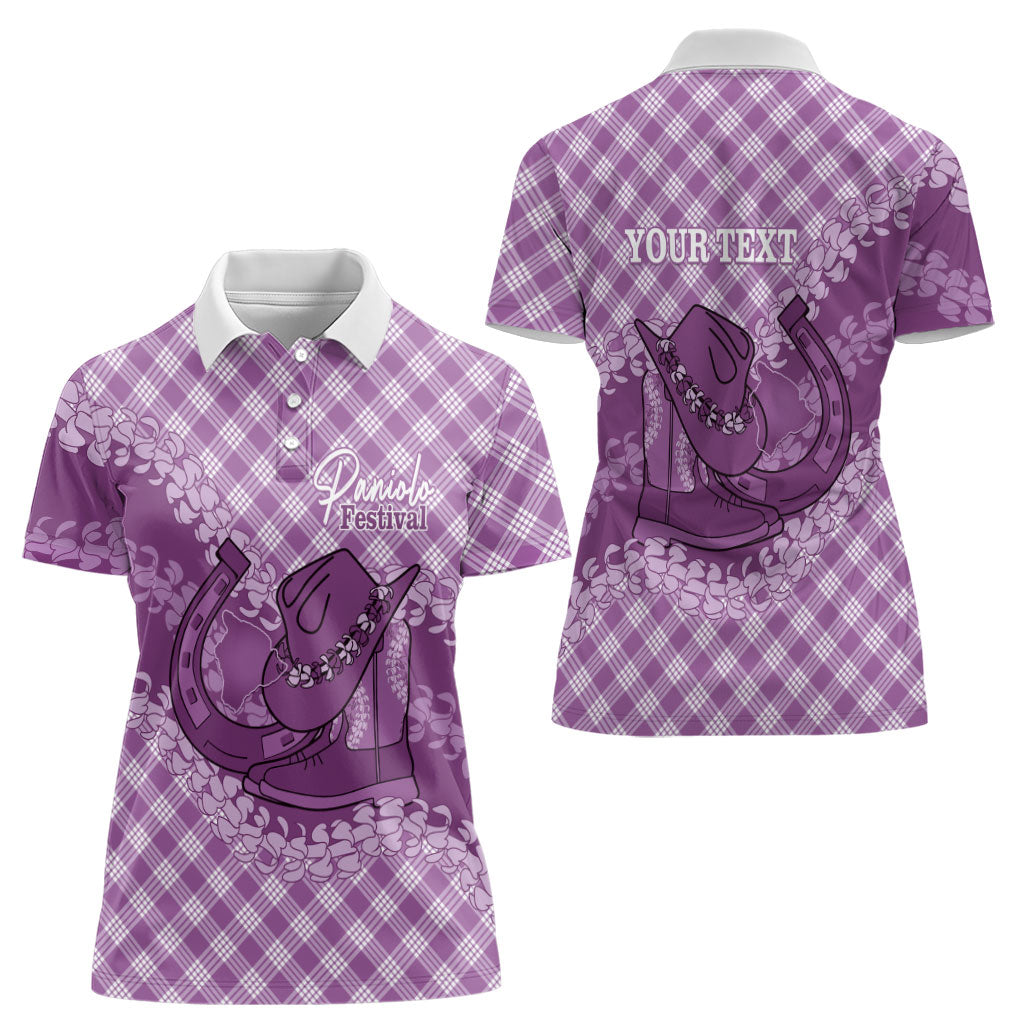 Poni Hawaii Cowboy Palaka Motifs Personalised Women Polo Shirt Paniolo Festival Puakenikeni Lei LT14 - Polynesian Pride