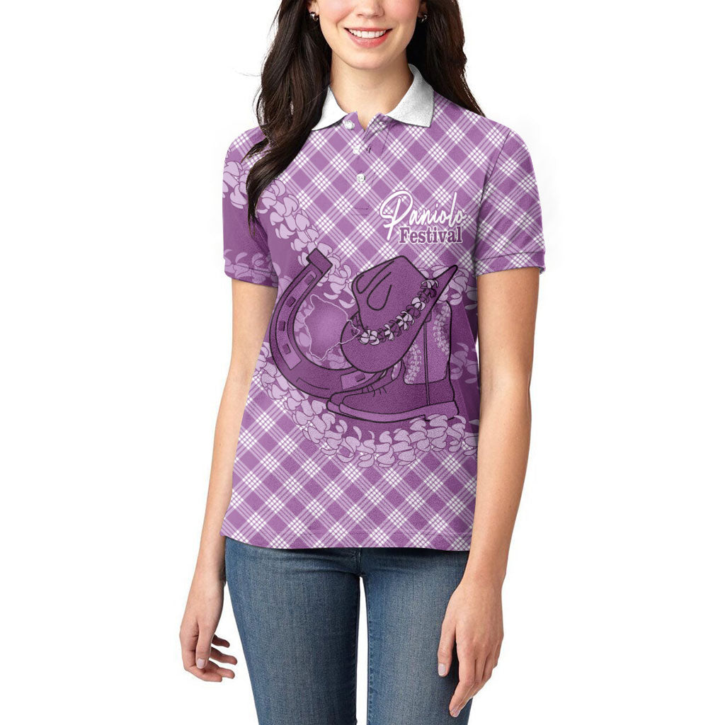 Poni Hawaii Cowboy Palaka Motifs Personalised Women Polo Shirt Paniolo Festival Puakenikeni Lei LT14 - Polynesian Pride